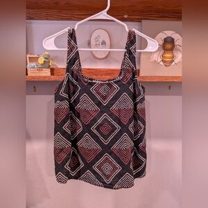 LOFT Black and Brown Geometric Tank Top